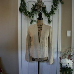 Vince Women's Tan Lightweight Linen Blend Open Blazer Jacket Size 8